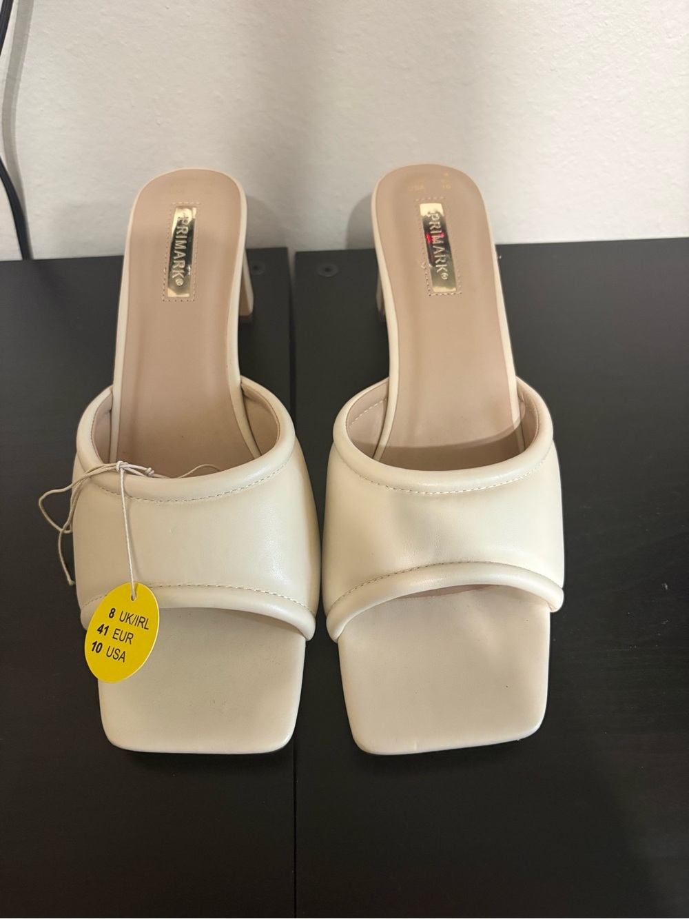 Primark Cream Padded Square-Toe Slide Mules